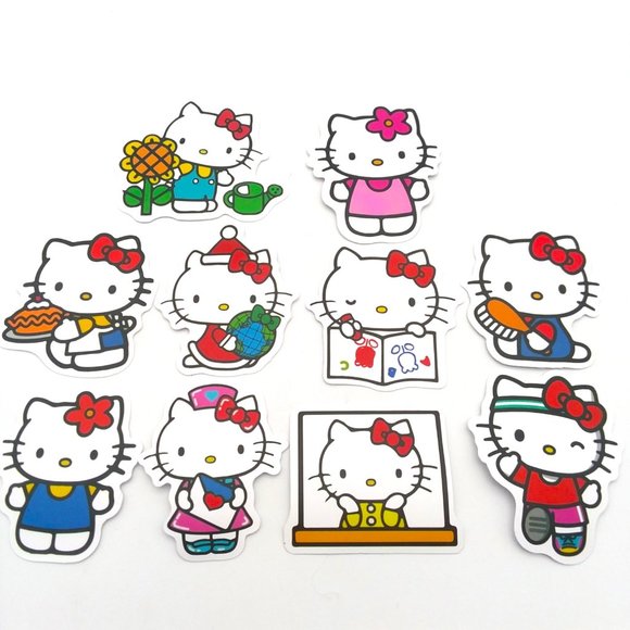 Hello Kitty Stickers Sanrio 10 Lot kawaii laptop Luggae Crafts Emo Bottle - Picture 1 of 2